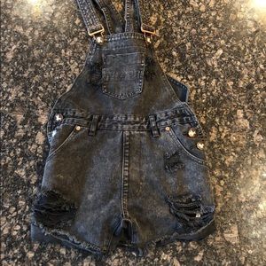 One teaspoon black overall shorts